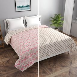 MORADO Pink & Beige Printed Double Duvet Cover-picture-39