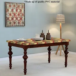 Stylista Yellow Red & Beige Floral Printed 4-Seater Table Cover-picture-26