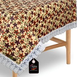 Stylista Yellow & Brown Floral Waterproof 4 Seater Square Table Cover-picture-10