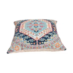 Art Avenue Cream-Coloured & Green Ethnic Motifs Cotton Square Cushion Cover image 2