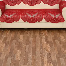 BIGGER FISH Maroon 16 Pieces 5 Seater Self Design Sofa Cover With Arms image 2