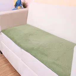 STITCHNEST Olive Green Self Design 1 Seater Sofa Cover image 5