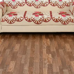 BIGGER FISH Maroon Embroidered 10 Pcs 5 Seater Sofa Cover image 2