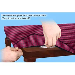 Stylista Pink Checkered Waterproof Rectangular 4-Seater Table Cover image 2
