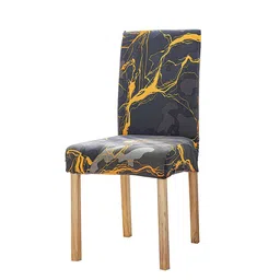 HOUSE OF QUIRK Grey Printed Stretch Removable Chair Cover image 2