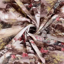 Arrabi White & Brown Floral Printed 6-Seater Rectangle Table Cover image 3