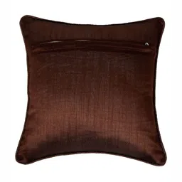 DREAM WEAVERZ Brown & White Set of 5 Floral Satin Square Cushion Covers image 5