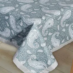 Texstylers Grey Ethnic Motifs Printed Anti-Slip Cotton 4-Seater Square Table Cover image 5