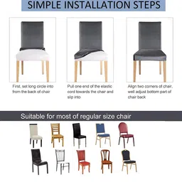 DECOR VATIKA Brown & White 4 Pieces Printed Soft & Elastic Chair Covers image 3