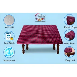 Stylista Pink Checkered Waterproof Rectangular 4-Seater Table Cover image 5