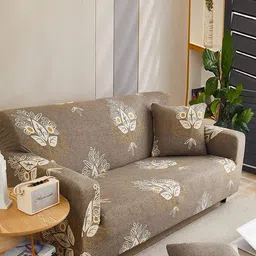 HOUSE OF QUIRK Beige Printed 2 Seater Sofa Covers-image-84