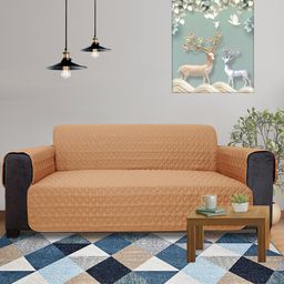 DREAM CARE Maroon & Beige 2Pcs 3Layer Reversible 4 Seater Sofa Cover With Side Pockets-picture-46