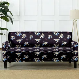 Cortina Black & Blue Floral Printed 2-Seater Sofa Cover-picture-19