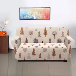 Kuber Industries Beige & Brown Printed Stretchable 2 Seater Sofa Slipcover With Foam Sticks-picture-28