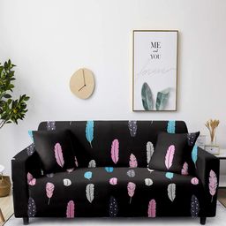 Aura Black & Pink Printed 2-Seater Non-Slip Sofa Cover-picture-16