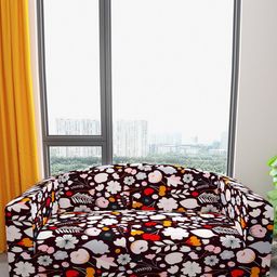 DREAM CARE Brown & Pink Floral Printed Waterproof & Flexible 3-Seater Sofa Cover-picture-44