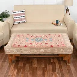 MULTITEX Peach Floral Anti-Slip 4-Seater Rectangular Table Cover-image-44