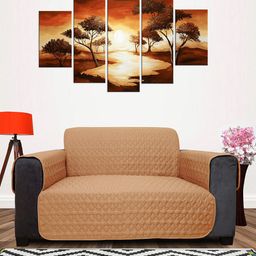 DREAM CARE Maroon & Beige Quilted Reversible 2-Seater Reversible Sofa Cover With Side Pockets-picture-19