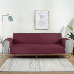 Cortina Maroon & Silver Reversible Quilted 3 Layered Two Seater Sofa Cover-picture-9