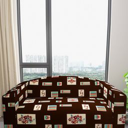 DREAM CARE Brown & Beige Printed Waterproof & Flexible 3-Seater Sofa Cover-picture-40