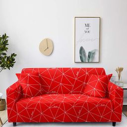 Aura Red & White Printed 2-Seater Non-Slip Sofa Cover-picture-28