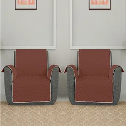 Kuber Industries Brown & Grey 2 Pcs Patterned 1 Seater Sofa Cover-picture-25
