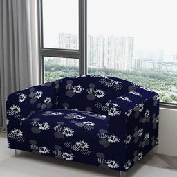 DREAM CARE Blue & Grey Floral Printed Waterproof & Flexible 2-Seater Sofa Cover-picture-48