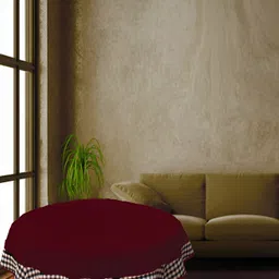 Home Heart Burgundy & White Cotton Patchwork Round Table Cover-image-23