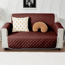 Cortina Brown & Grey Polyester 1 Piece Sofa Cover With Arms-picture-25