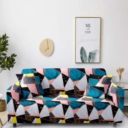 Aura White & Blue Printed 2-Seater Non-Slip Sofa Cover-picture-29