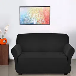 Kuber Industries Black 2 Seater Stretchable Sofa Slipcover With Foam Sticks-image-30
