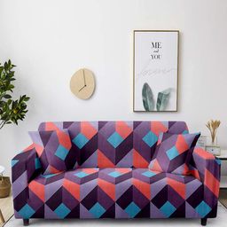 Aura Pink & Purple Geometric Printed 2 Seater Sofa Cover-picture-31
