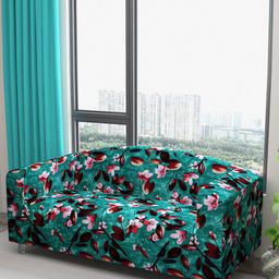 DREAM CARE Green & Brown Floral Printed Waterproof & Flexible 3-Seater Sofa Cover-picture-41