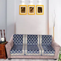 Nendle Damask Grey Velvet Self Designed 3 Seater Sofa Cover-picture-24