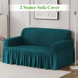 HOKIPO Teal 2 seater Polyester Sofa Cover-picture-41