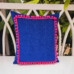 THROWPILLOW Navy Blue & Pink Tasselled Square Cushion Cover-picture-18