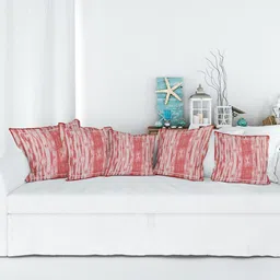 Jaipur Folk Red & White 5 Pieces Abstract Square Cushion Covers-picture-22