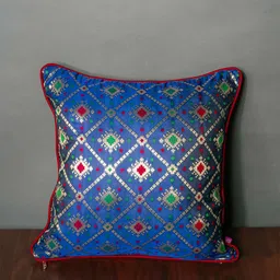 RoyalDeco Blue & Red Geometric Square Cushion Covers-image-6