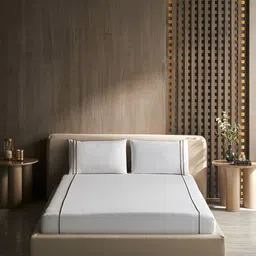 DDecor Gold-Toned & White Cotton 180 TC King Bedsheet With 2 Pillow Covers-picture-20