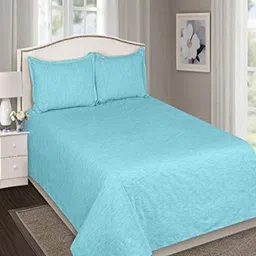 SHADES of LIFE Blue 250 TC King Bedsheet with 2 Pillow Covers-picture-20