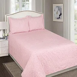 SHADES of LIFE Pink 250 TC King Bedsheet with 2 Pillow Covers-image-24