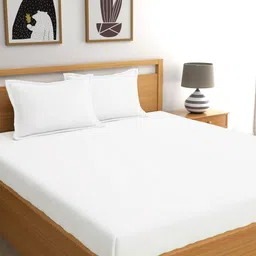 Dreamscape White 400 TC King Pure Cotton Bedsheet with 2 Pillow Covers-picture-27