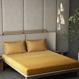 DDecor Gold-Toned Cotton 210 TC King Bedsheet With 2 Pillow Covers-picture-19