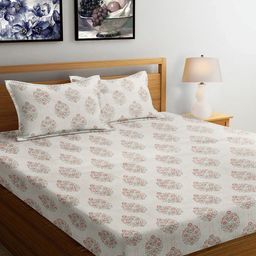 FABINALIV Floral Printed 300 TC Super King Bedsheet with 2 Pillow Covers-picture-3