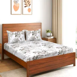 Saral Home Grey & White Cotton 210 TC King Bedsheet with 2 Pillow Covers-image-38
