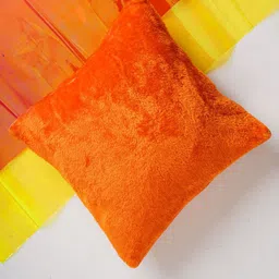 Folkstorys Orange Square Faux Fur Cushion Covers-image-35