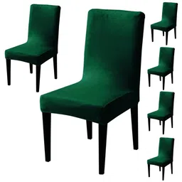 HOKIPO Green 6 Pieces 200 GSM Velvet Chair Covers-picture-20