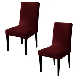 HOKIPO 2 Pcs Burgundy 200 GSM Velvet Chair Covers-image-51
