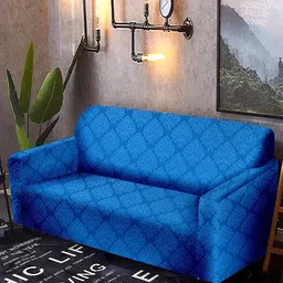 Cortina Blue Printed 4-Seater Sofa Cover image 3
