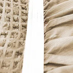 HOUSE OF QUIRK Beige Textured Single-Seater Sofa Cover With Arms image 2